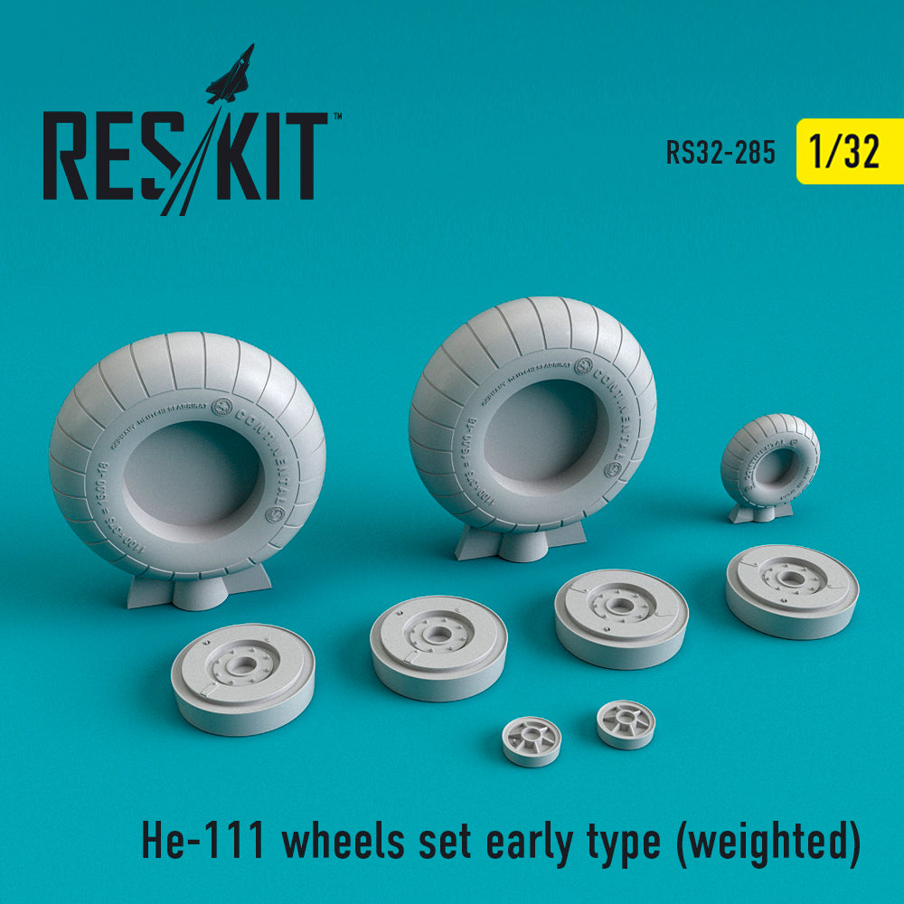 Heinkel He-111H-6/He-111P-1 wheels set early type ((with weighted effect) (ResKit sold out May 2026) ) (ResKit sold out May 2026)  (designed to be used with Revell kits) (ResKit sold out May 2026)