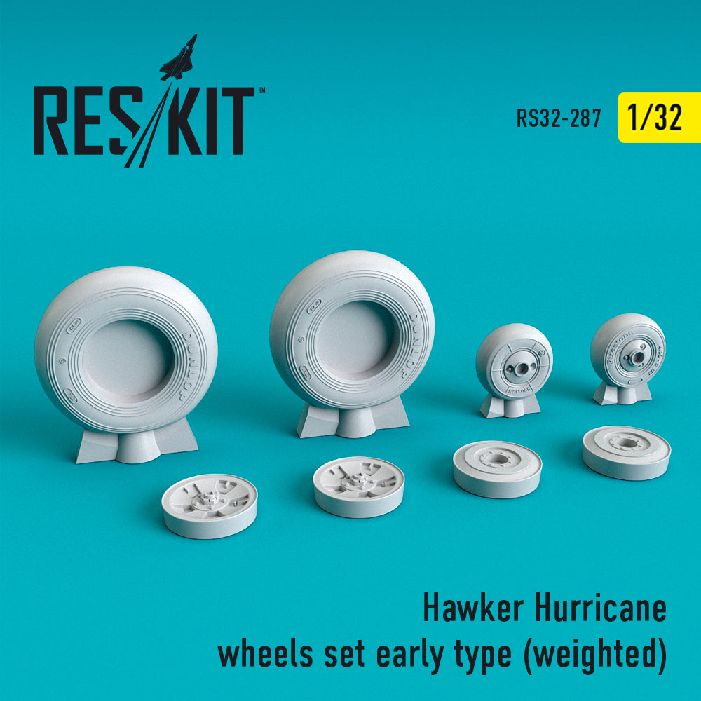 Hawker Hurricane wheels set early type ((with weighted effect) (ResKit sold out May 2026) ) (ResKit sold out May 2026)  (designed to be used with Fly, Monogram and Revell kits) (ResKit sold out May 2026) [Mk.I Mk.IIC Mk.IID Mk.IIb]