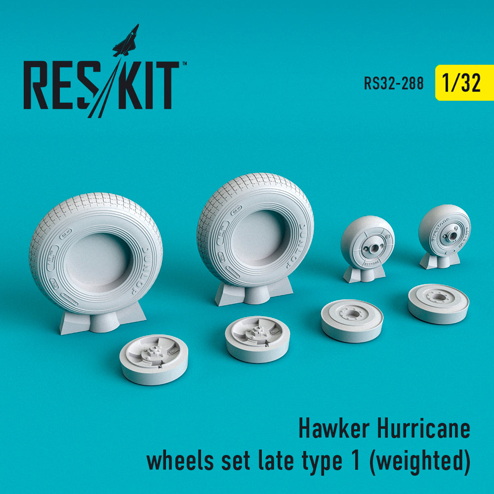 Hawker Hurricane wheels set late type 1 ((with weighted effect))) (designed to be used with Fly, Monogram and Revell kits) [Mk.I Mk.IIC Mk.IID Mk.IIb](ResKit sold out February 2026)