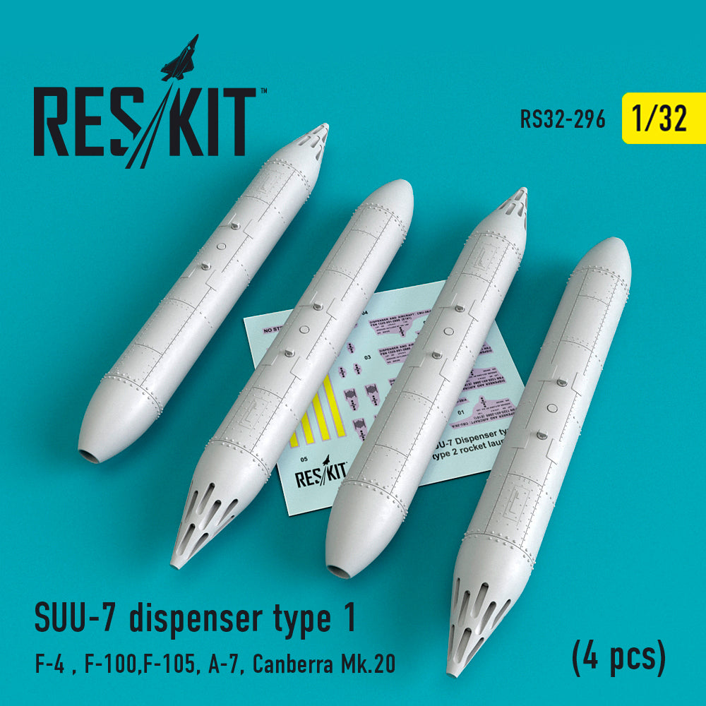 SUU-7 dispenser type 1 (4 pcs) (McDonnell F-4, North-American F-100, Republic Republic F-105F/F-105G Thunderchief, LTV A-7, Canberra Mk.20)	(designed to be used with Tamiya and Trumpeter kits)