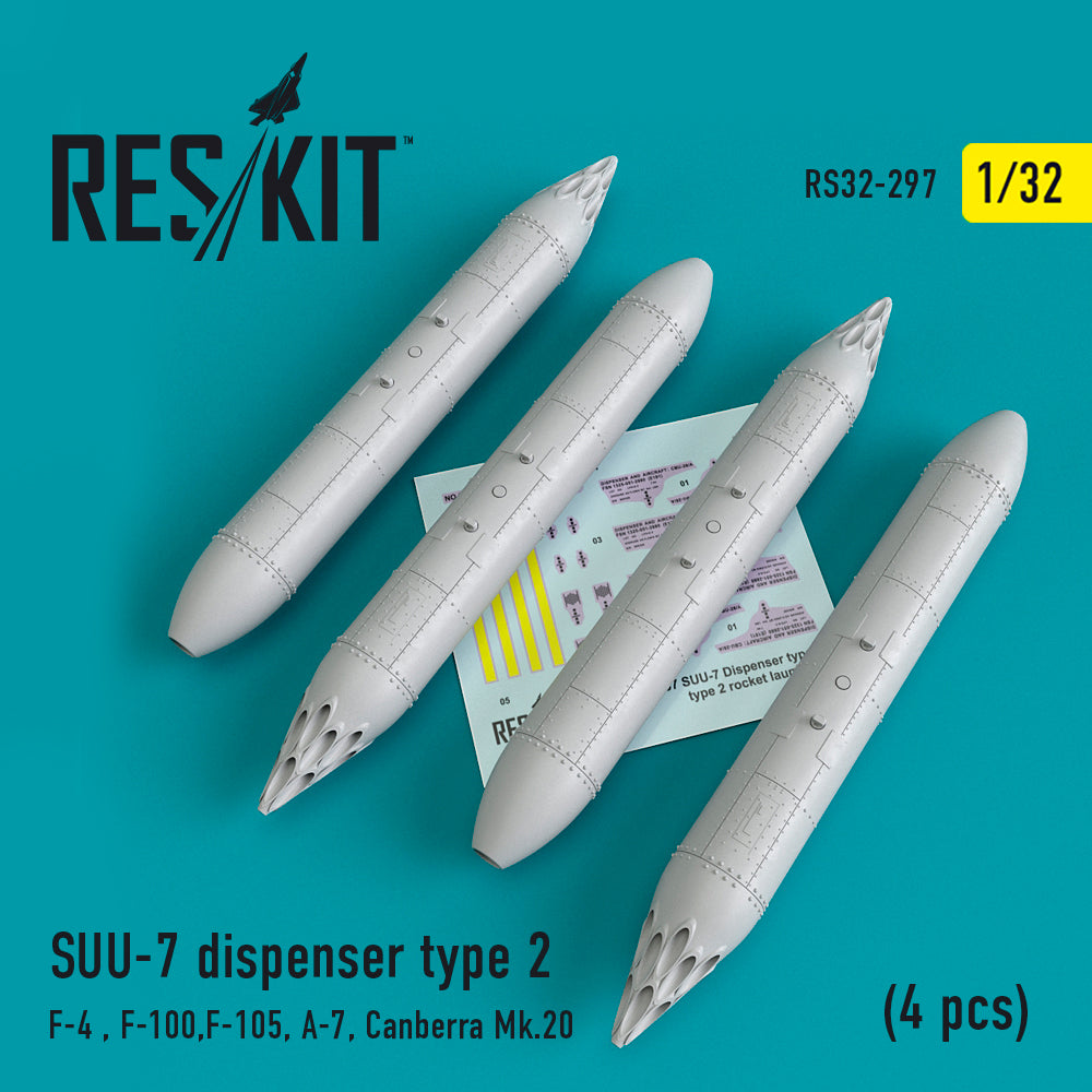 SUU-7 dispenser type 2 (4 pcs)(McDonnell F-4, North-American F-100, Republic Republic F-105F/F-105G Thunderchief, LTV A-7, Canberra Mk.20)	(designed to be used with Tamiya and Trumpeter kits)