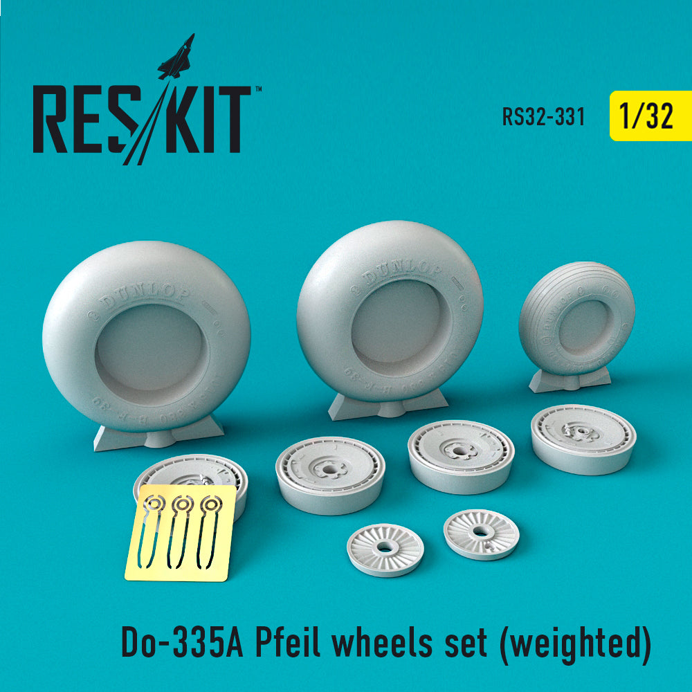 Dornier Do-335A Pfeil wheels set ((with weighted effect) (ResKit sold out May 2026) ) (ResKit sold out May 2026) (designed to be used with Hong Kong Models and Zoukei-Mura kits) (ResKit sold out May 2026) [Do-335Ð-12]