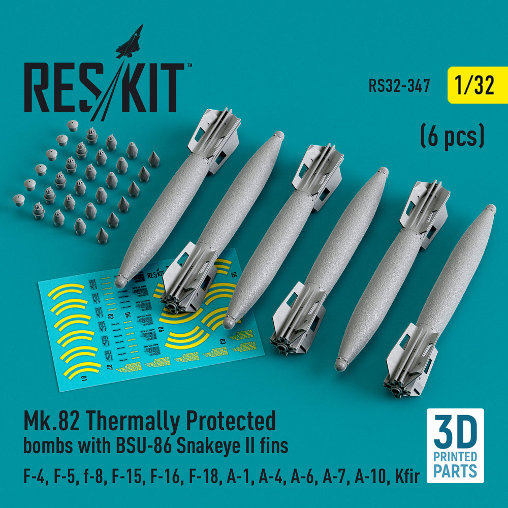 Mk-82 Thermally Protected bombs with BSU-86 Snakeye II fins (4pcs) (McDonnell F-4, Northrop F-5, f-8, F-15, F-16, F-18, A-1, Douglas A-4, A-6, LTV A-7, Fairchild A-10, Kfir)
