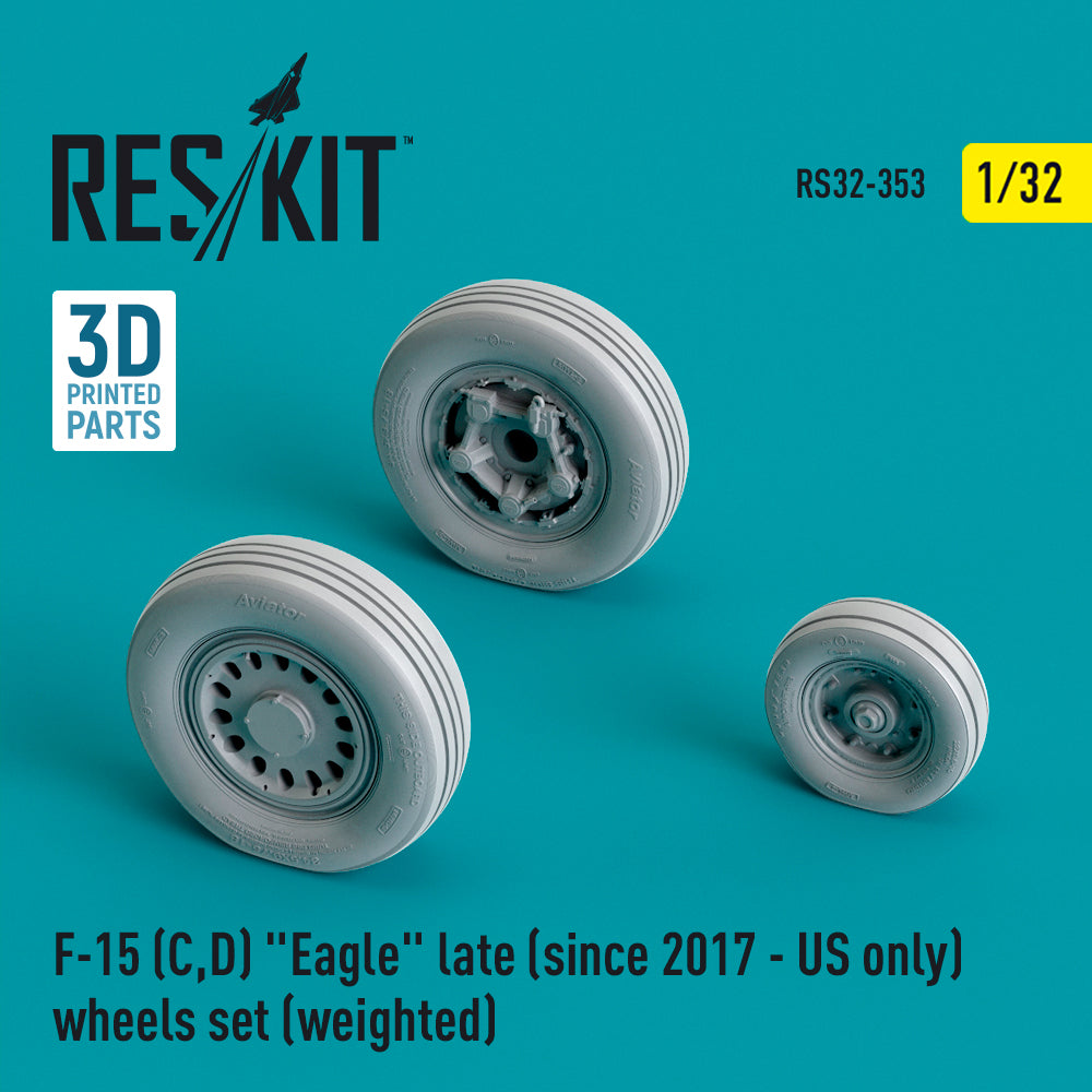 McDonnell F-15C/F-15D Eagle late (since 2017 - US only) (ResKit sold out May 2026)  wheels set (bulged tyre/weighted effect) (ResKit sold out May 2026)  (Resin & 3D-Printed) (ResKit sold out May 2026)  (1/32) (ResKit sold out May 2026)