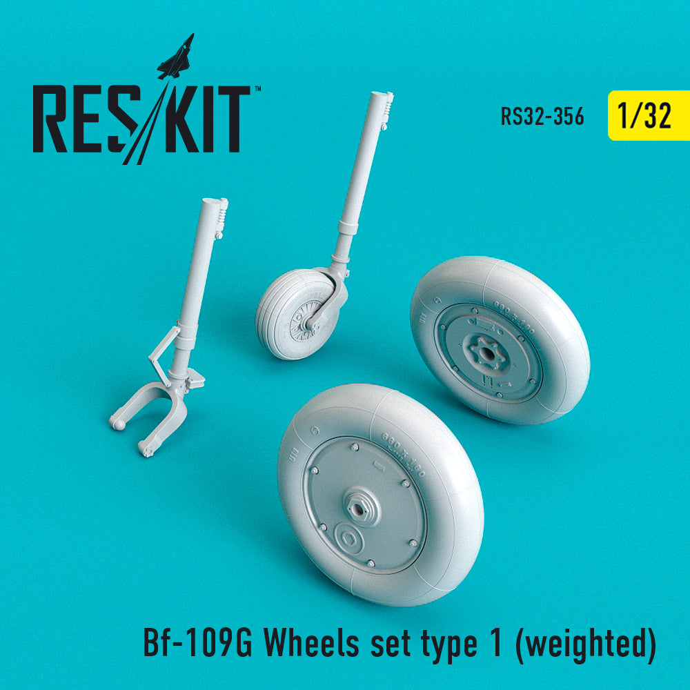 Messerschmitt Bf-109G Wheels set type 1 (bulged tyre/weighted effect) (ResKit sold out May 2026)