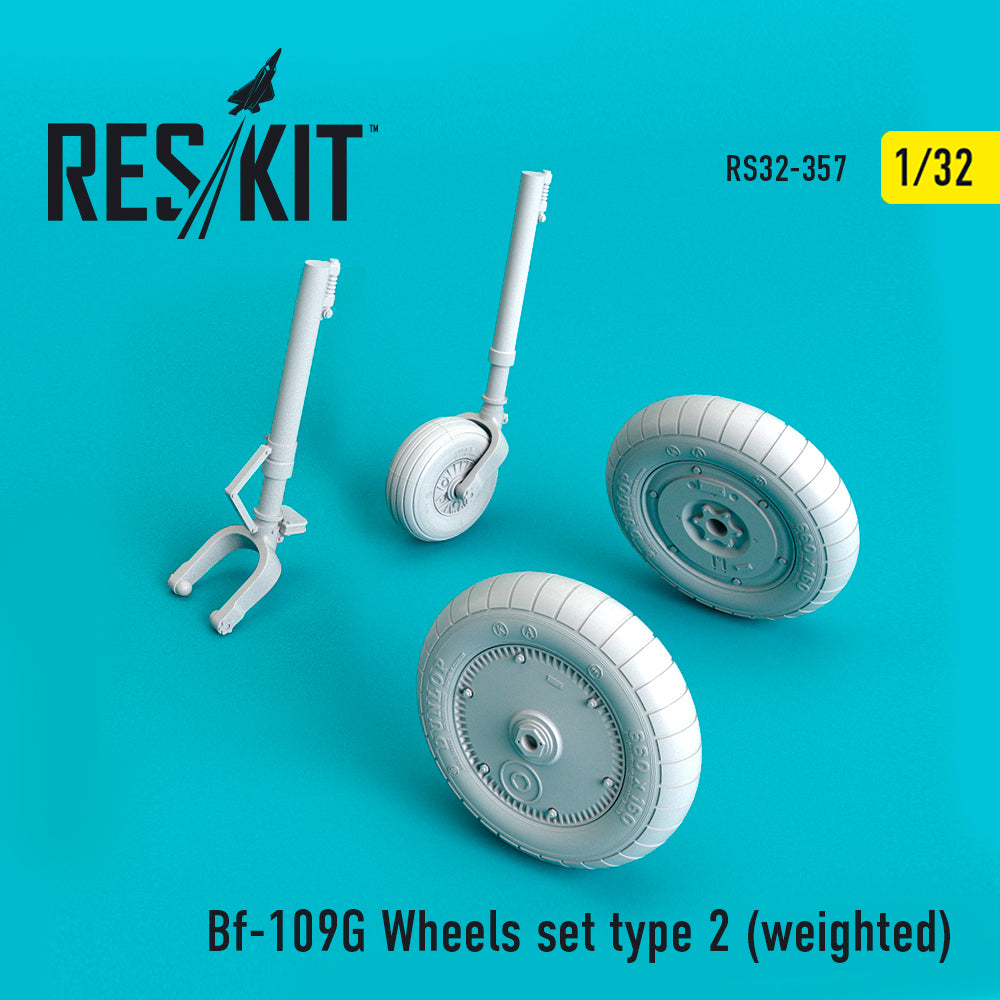 Messerschmitt Bf-109G Wheels set type 2 (bulged tyre/weighted effect) (ResKit sold out May 2026)