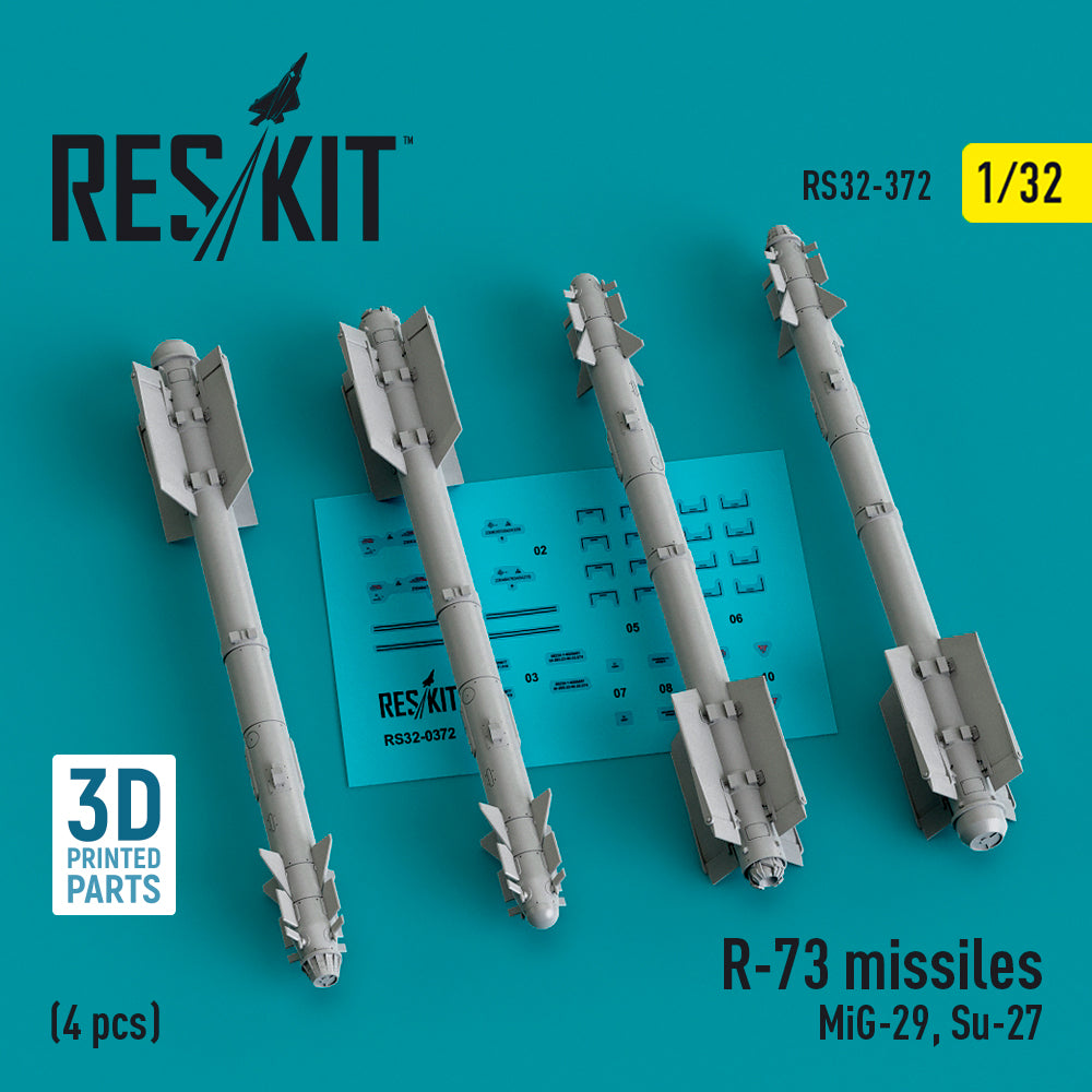 R-73 missiles (4 pcs) (MiG-29, Sukhoi Su-27) (3D-Printed)