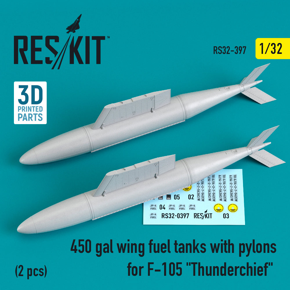 450 gal wing fuel tanks with pylons for Republic F-105D/F-105G Thunderchief (2 pcs) (designed to be used with Trumpeter kits)