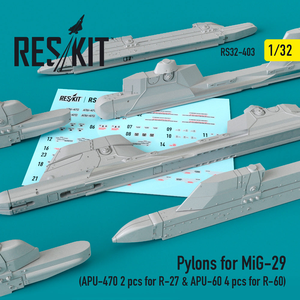 Pylons for Mikoyan MiG-29 (APU-470 2 pcs for R-27 & APU-60 4 pcs for R-60)