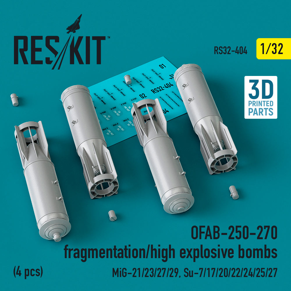 OFAB-250-270 fragmentation/high explosive bombs (4 pcs) (Mikoyan MiG-21/MiG-23/MiG-27/MiG-29, Su-7/ Sukhoi Su-17/ Su-20/Su-22/Su-24/Su-25/Su-27)