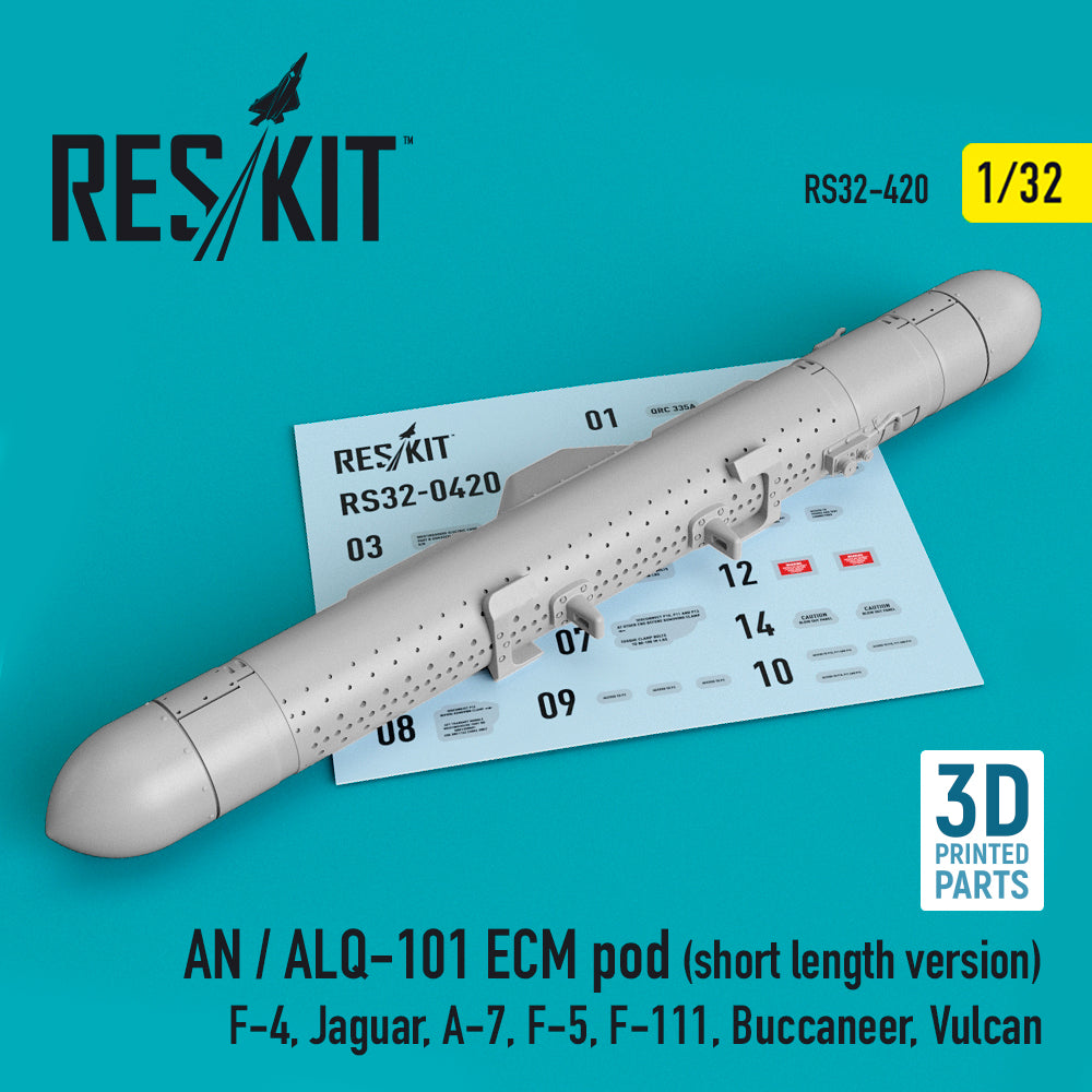 AN / ALQ-101 ECM pod (short length version) ( McDonnell F-4, Sepecat Jaguar , LTV A-7, F-5, General-Dynamics F-111, Buccaneer, Vulcan) (3D-Printed) (Reskit sold out October 2025]