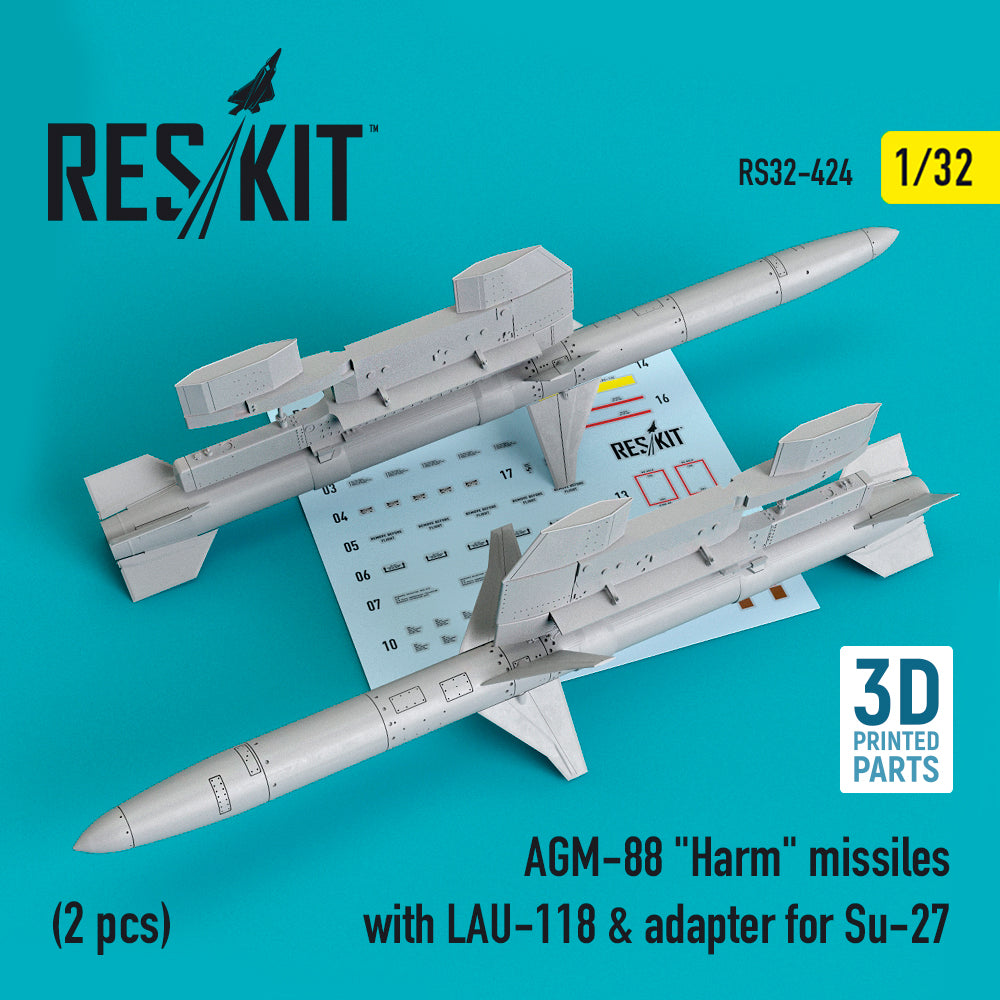 AGM-88 Harm missiles with LAU-118 & adapter for Sukhoi Su-27 (2 pcs) (ResKit sold out January 2026 so no more after we sell out)