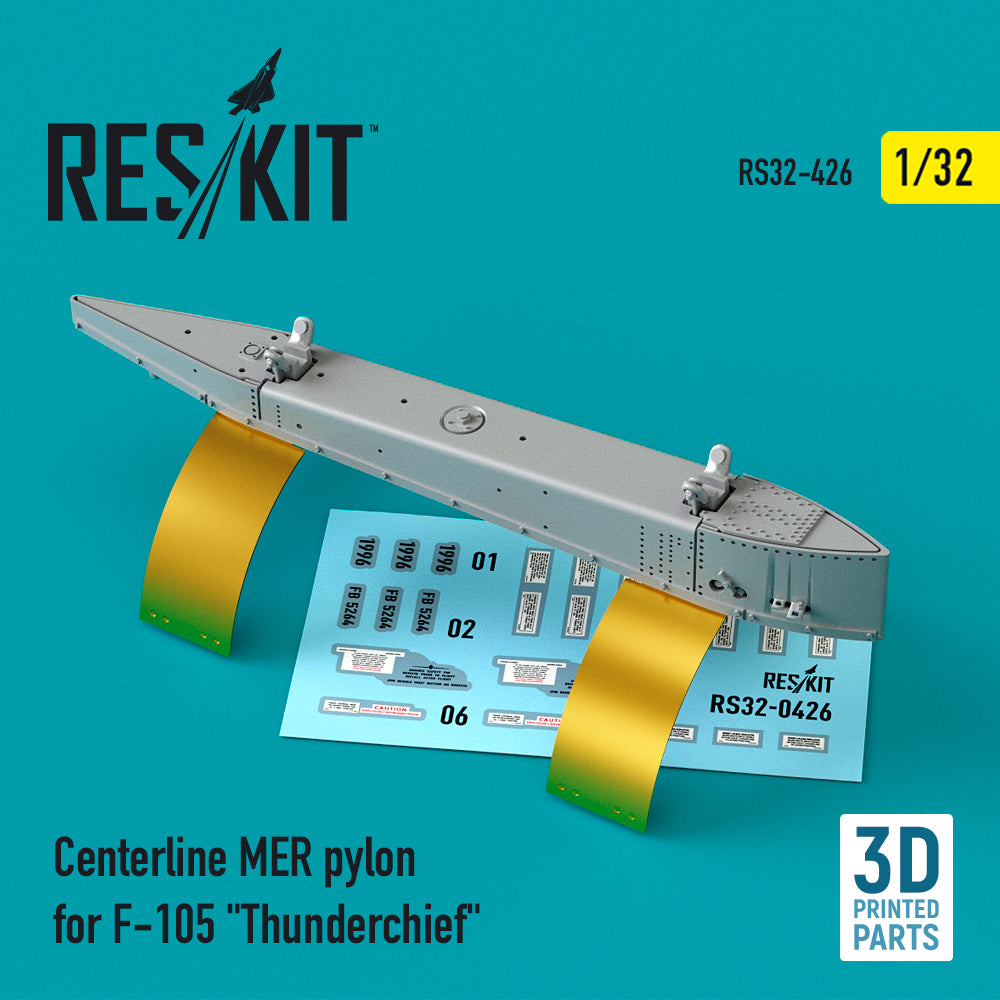 Centerline MER pylon for Republic F-105D/F-105G Thunderchief (designed to be used with Trumpeter kits) 3D-Printed)
