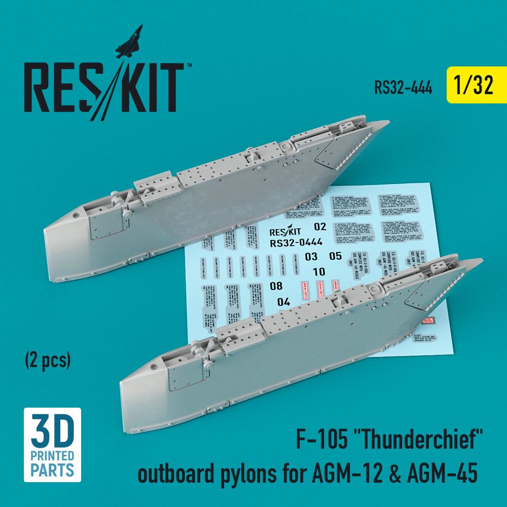 Republic F-105D/F-105G Thunderchief outboard AGM-12 & AGM-45 pylons (2 pcs) (designed to be used with Trumpeter kits) 3D-Printed)