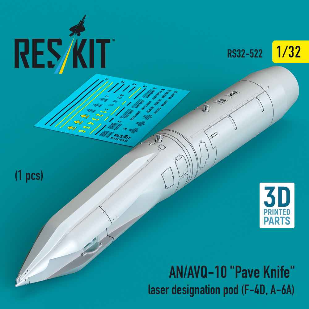 AN/AVQ-10 'Pave Knife' laser designation pod (1 pcs) (F-4D, A-6A) (3D-Printed) (1/32)