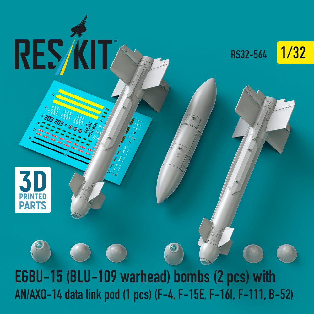 EGBU-15 (BLU-109 warhead) bombs (2 pcs) with AN/AXQ-14 data link pod (1 pcs) (McDonnell F-4, McDonnell F-15E, F-16I, F-111, B-52) 3D-Printed