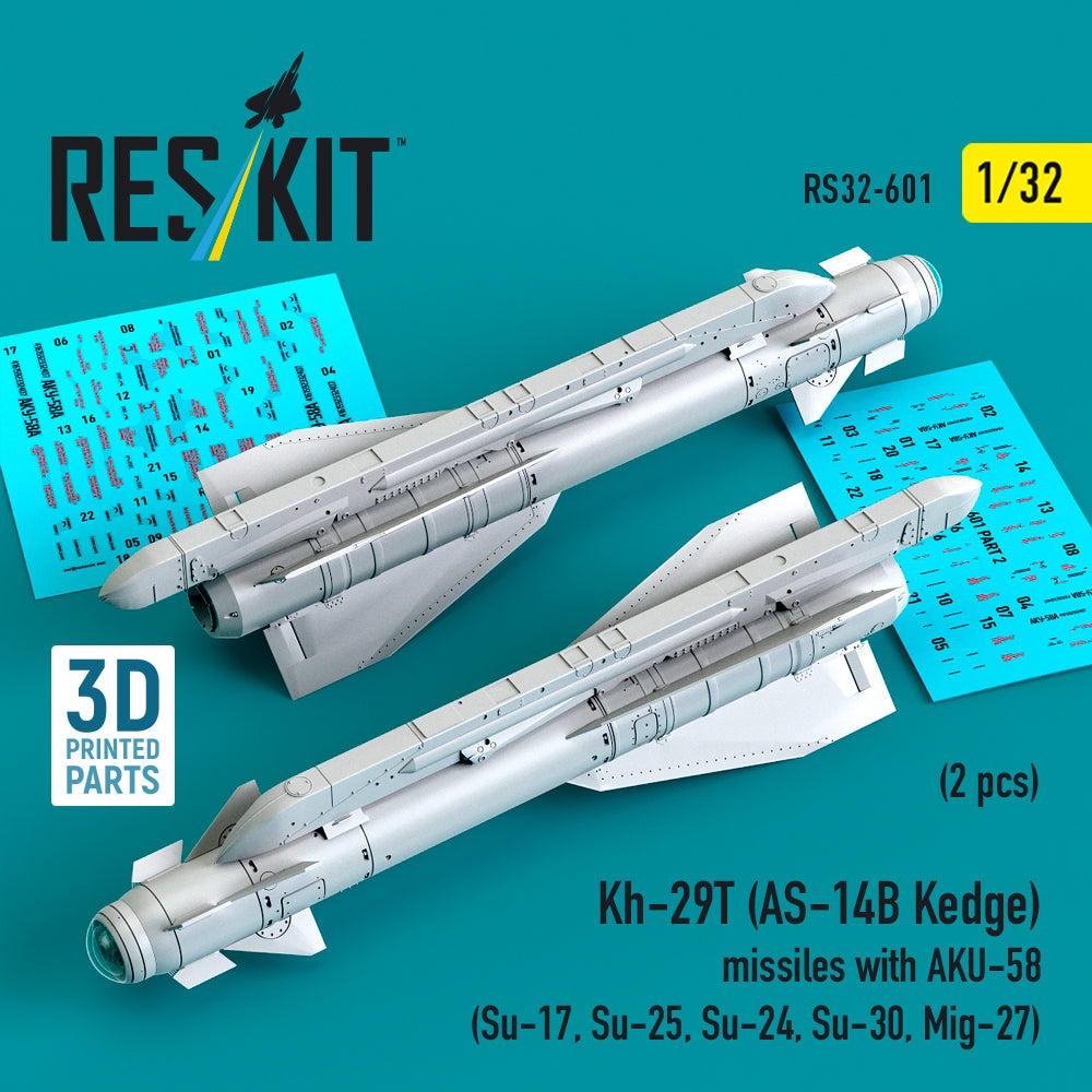 Kh-29T (AS-14B Kedge) missiles with AKU-58 (2 pcs) (Su-17, Sukhoi Su-25, Su-24, Su-30, Mikoyan MiG-27) (3D-Printed)