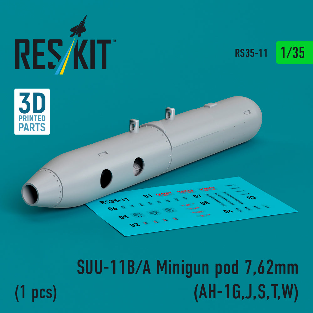 SUU-11B/A Minigun pod 7,62mm (1 pcs) (Bell AH-1G,J,S,T,W) (3D-Printed)