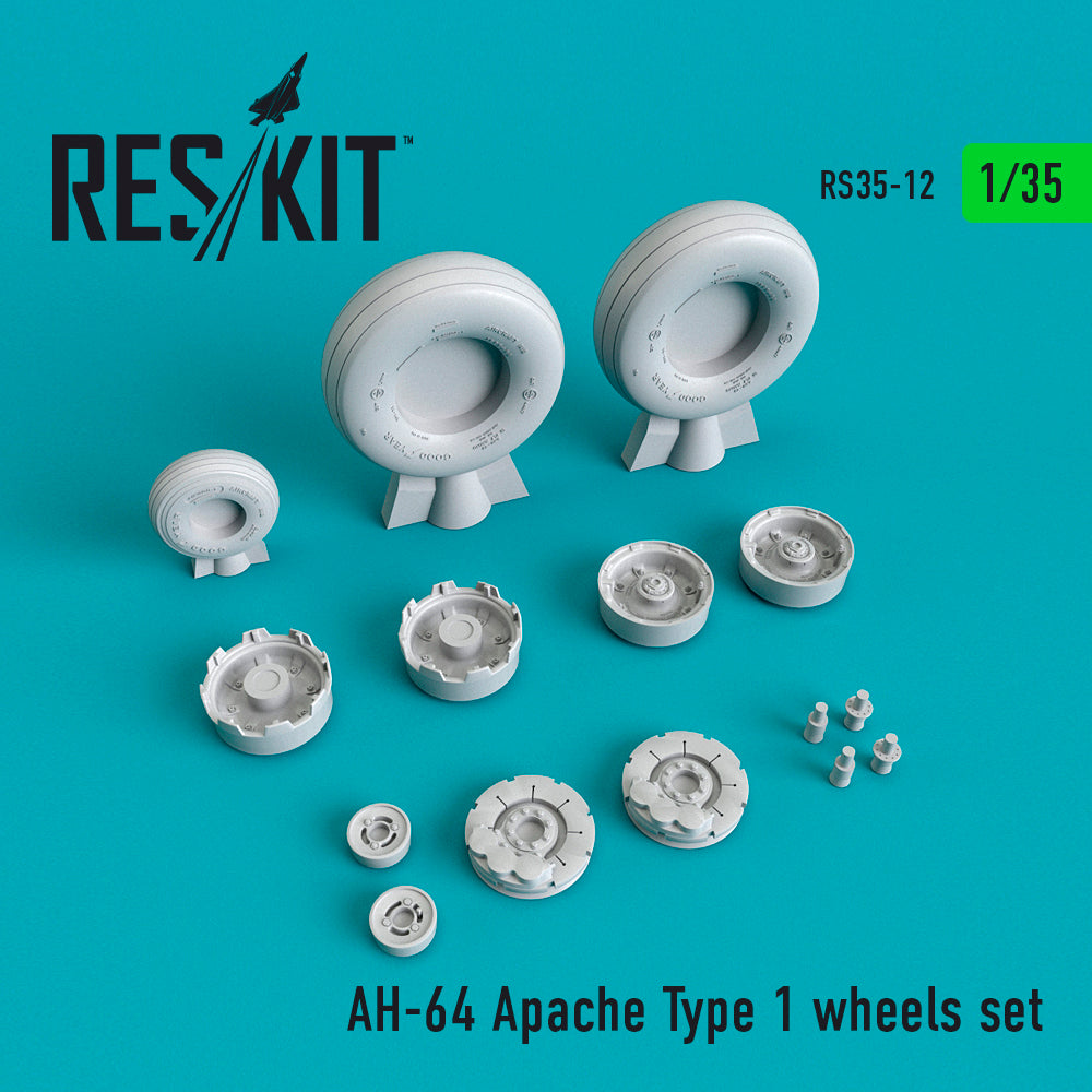 Bell/Boeing AH-64 Apache Type 1 wheels set (designed to be used with Academy kits) (ResKit sold out May 2026)
