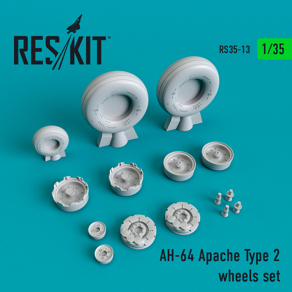 Bell/Boeing AH-64 Apache Type 2 wheels set (designed to be used with Academy kits) (ResKit sold out January 2026 so no more after we sell out)