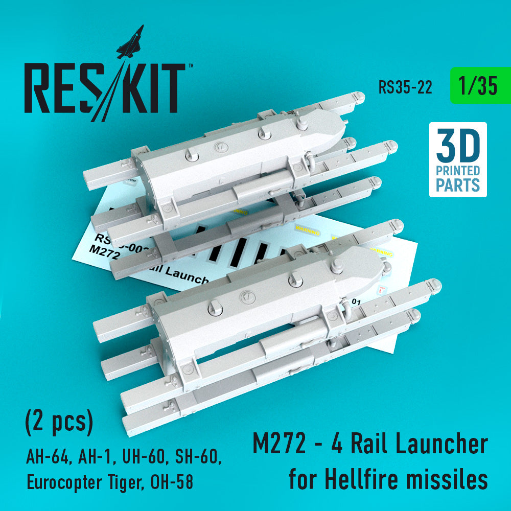 M272 - 4 Rail Launcher for Hellfire missiles (2 pcs) (Bell/Boeing AH-64, AH-1, Sikorsky UH-60, SH-60, Eurocopter Tiger, OH-58) (Reskit sold out October 2025]