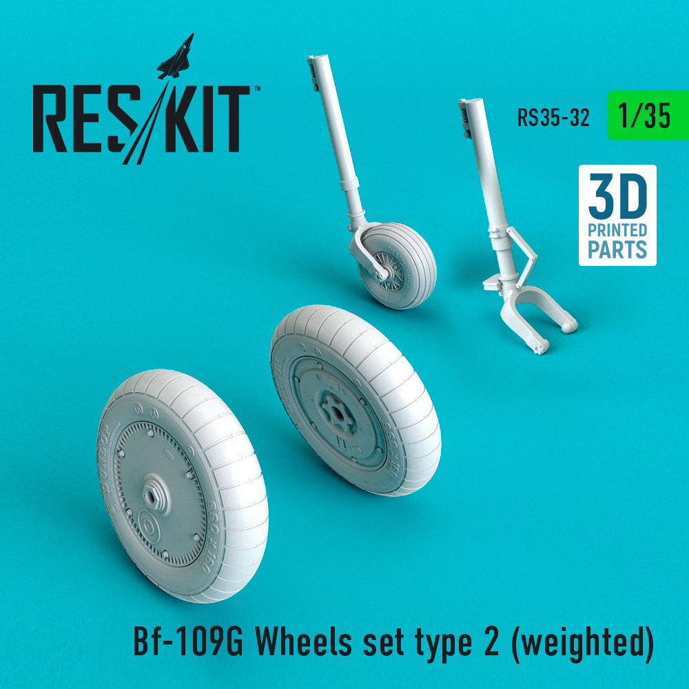 Messerschmitt Bf-109G Wheels set type 2 (bulged tyre/weighted effect) (ResKit sold out May 2026)
