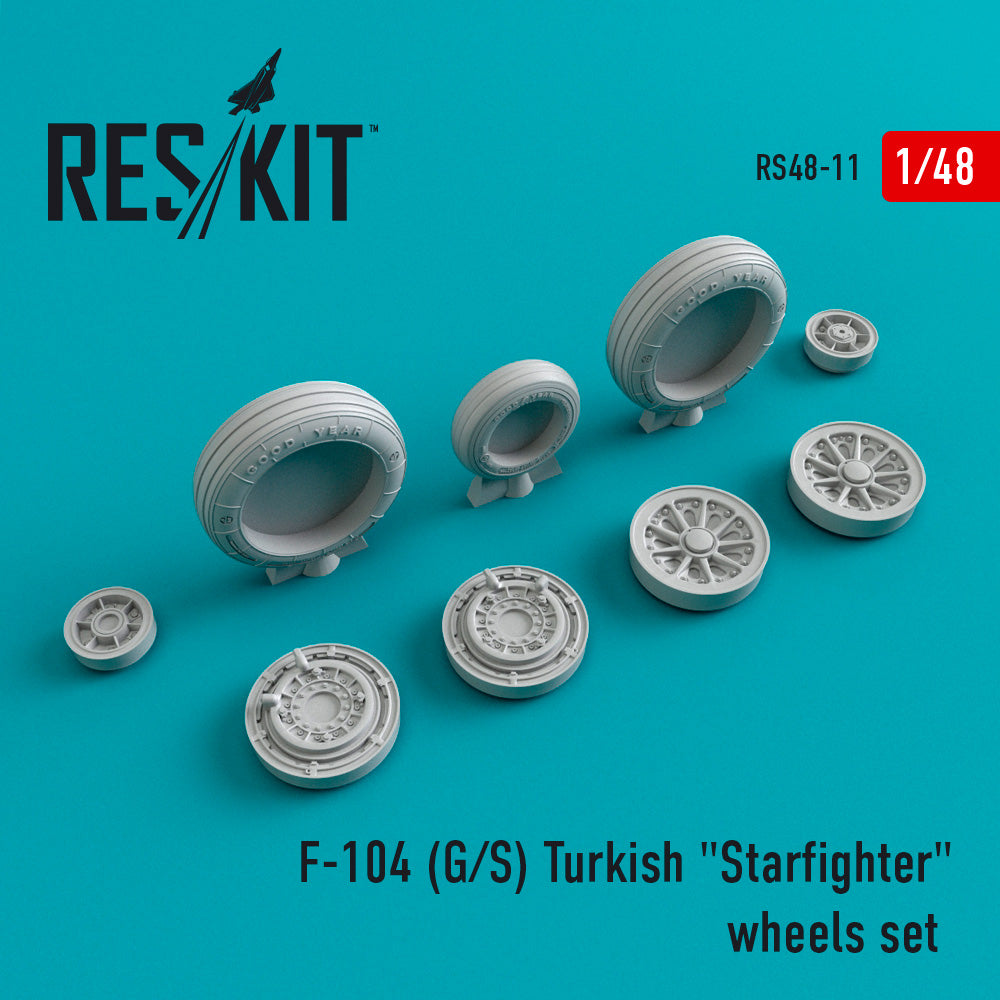 Lockheed F-104G/S Turkish Starfighter wheels set (designed to used with Revell , Hasegawa, Esci, Monogram kits) (Reskit sold out October 2025]