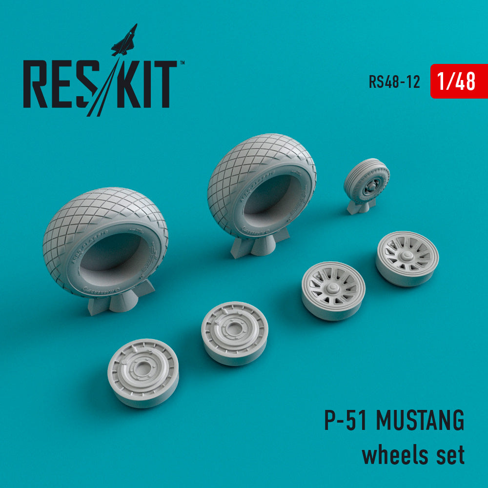 North-American P-51D MUSTANG wheels set (designed to used with Hasegawa, Hobby Boss, ICM, Monogram and Tamiya kits) (ResKit sold out May 2026)
