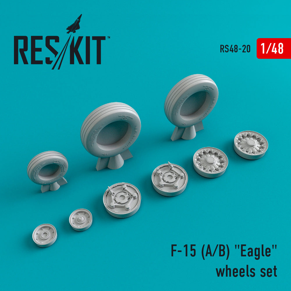 McDonnell-Douglas F-15A/F-15B Eagle wheels set (designed to used with Academy, Great Wall Hobby, Italeri, Monogram and Tamiya kits) (ResKit sold out May 2026)
