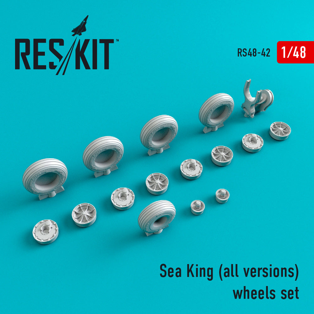Sikorsky SH-3H Sea King (all versions) wheels set (1/48) (designed to be used with Hasegawa and Revell kits) (ResKit sold out January 2026 so no more after we sell out)