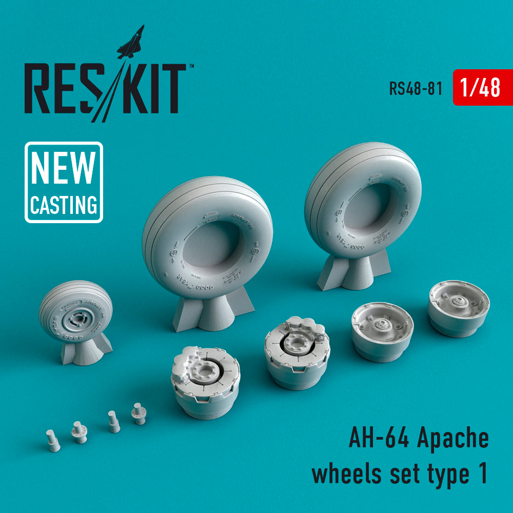 Bell/Boeing AH-64A/AH-64D Apache wheels set (designed to be used with Academy, Airfix and Hasegawa kits) (ResKit sold out May 2026) [Westland]