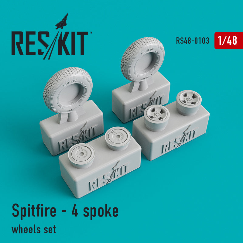 Supermarine Spitfire - 4 spoke wheels set (designed to be used with Airfix, Eduard kits, ICM, Italeri, Revell and Tamiya kits) (ResKit sold out May 2026)