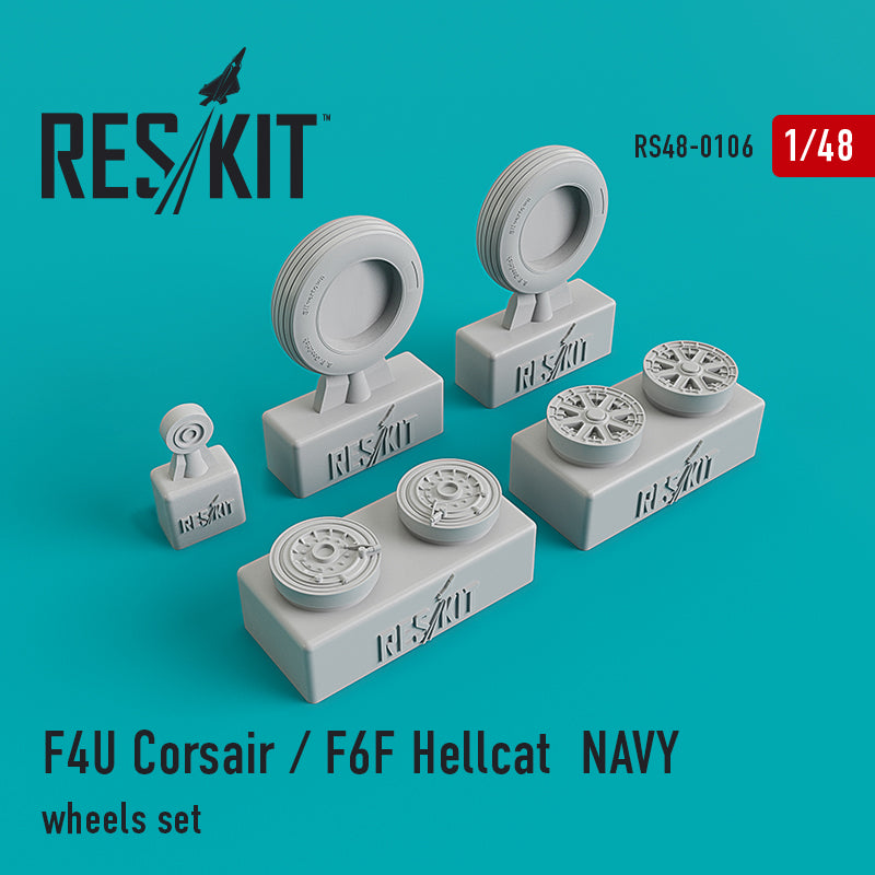 Vought F4U Corsair/Grumman F6F Hellcat Naval based wheels set (designed to be used with Hobby Boss, Revell and Tamiya kits) (ResKit sold out May 2026) [F6F-3 F6F-5 F4U-1 F4U-4]