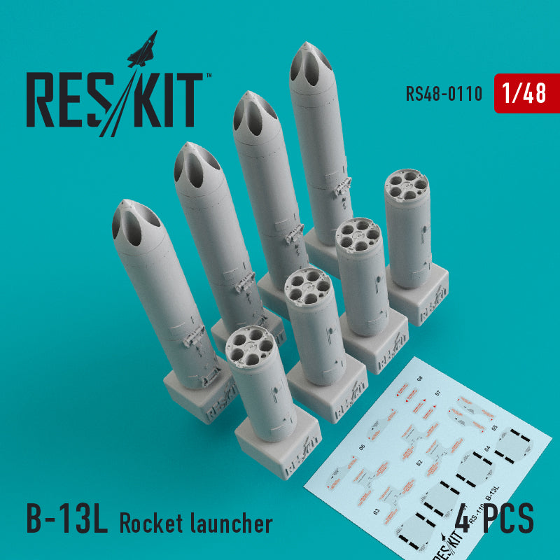 B-13L Rocket launcher (4 pcs) (Su-17/24/25/30/34, MiG-27/29, YAK-130) Kitty Hawk, Trumpeter, (designed to be used with Great Wall Hobby kits) , Hobby Boss, (designed to be used with Zvezda kits) WILL BE REPLACED BY A 3D-Printed SET IN THE NEAR FUTURE.