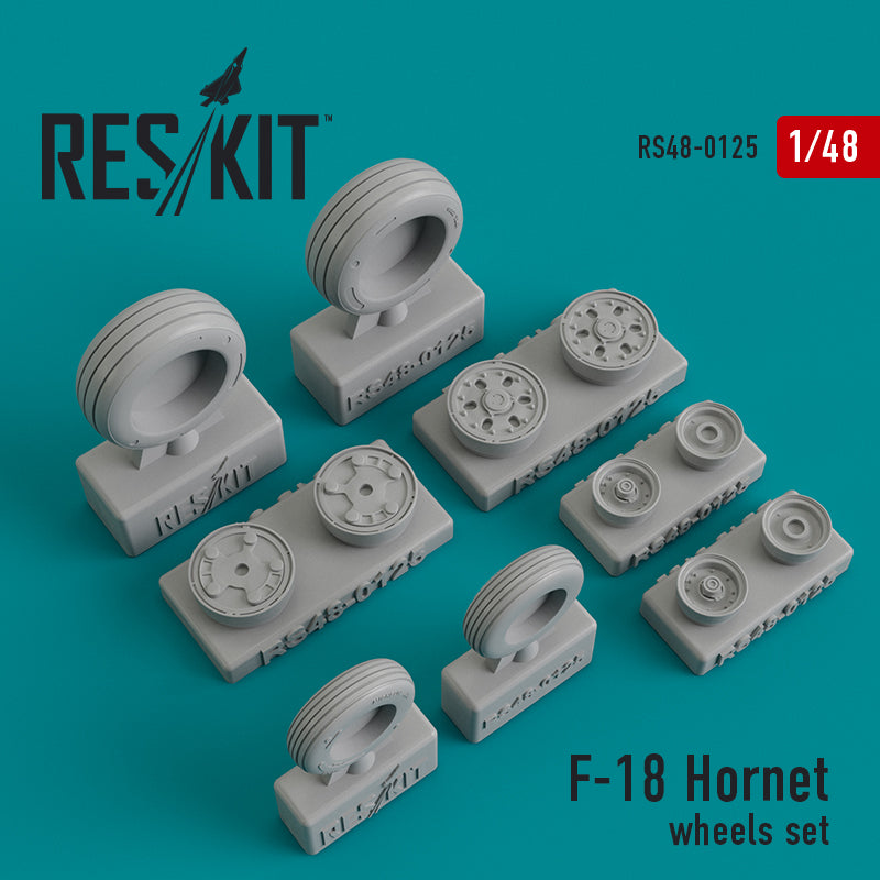 McDonnell-Douglas F/A-18 Hornet wheels set (designed to be used with Hasegawa, Hobby Boss, Kinetic and Revell kits)[F/A-18AF/A-18B F/A-18C F/A-18D F/A-18A+/B/ Hornet/CF-188] (ResKit sold out January 2026 so no more after we sell out)