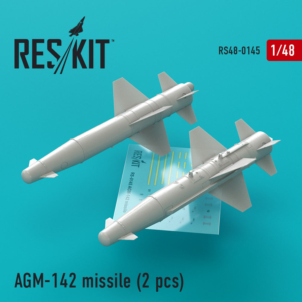 AGM-142 missile (2 pcs) (McDonnell F-4, F-15, Lockheed-Martin F-16, General-Dynamics F-111) (designed to be used with Hasegawa, Hobby Boss, Great Wall Hobby, Tamiya, Academy, Kinetic, Revell kits)(Reskit sold out January 2025)