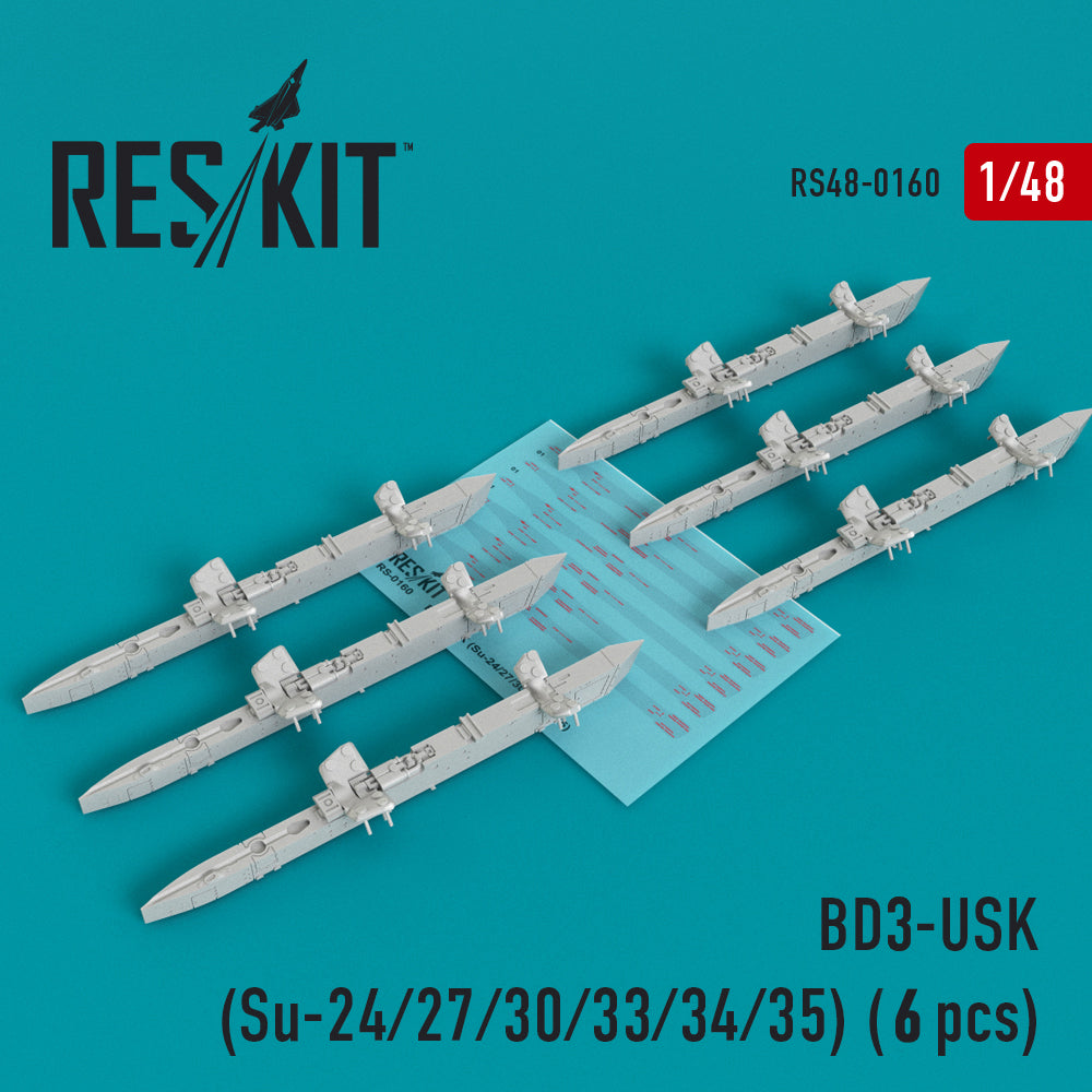 BDZ-USK Racks (6 pcs) (Sukhoi Su-24/Su-27/Su-30/Su-33/Su-34/Su-35) (designed to be used with Academy, Hobby Boss, Kitty Hawk, Kinetic Model, Trumpeter kits)(discontinued by Reskit June 2025)