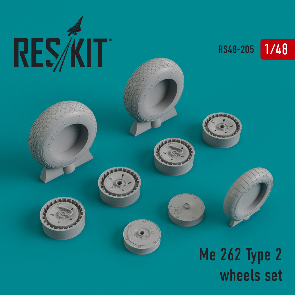 Messerschmitt Me-262A-1/Me-262B-2 Type 2 wheels (designed to be used with Dragon, Hobby Boss, Italeri, Monogram and Trimaster kits) (ResKit sold out May 2026)