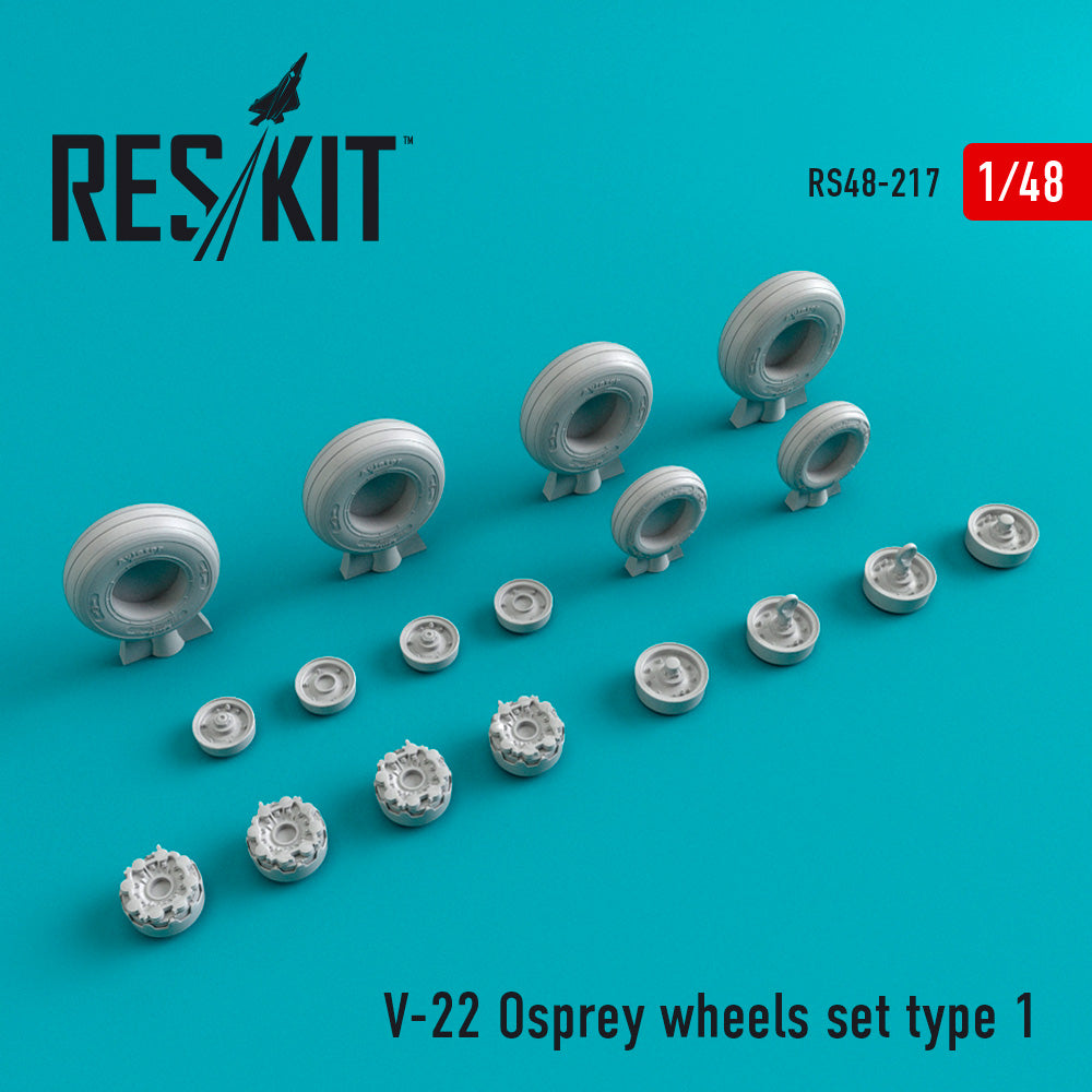 Bell-Boeing V-22 Osprey Type 1 wheels set (designed to be used with Hobby Boss, Italeri and Testors kits)(discontinued by Reskit June 2025)