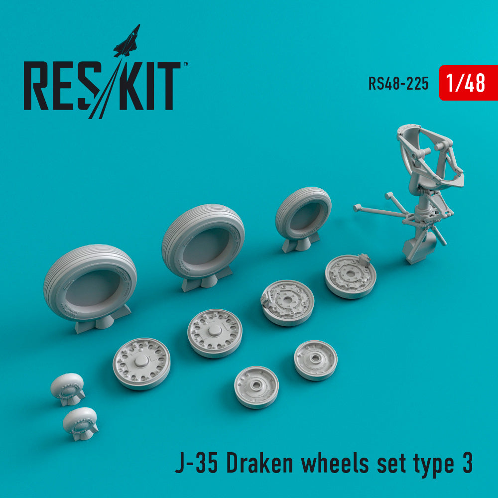 Saab J-35 Draken Type 3 wheels set (designed to be used with Eduard kits and Hasegawa kits)