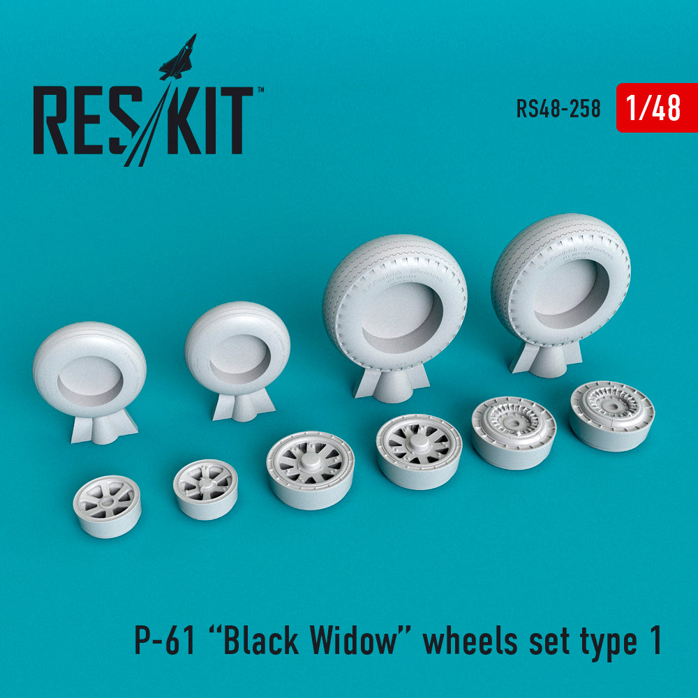 Northrop P-61A/P-61B Black Widow wheels set 	(designed to be used with Hobby Boss, Great Wall Hobby and Monogram kits) (ResKit sold out May 2026)