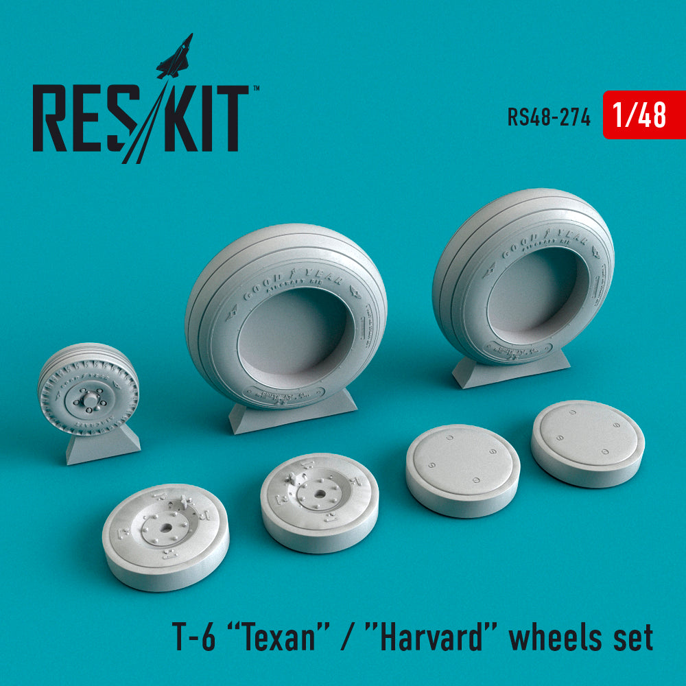North-American T-6 Texan wheels set 	(designed to be used with Hasegawa, Heller, Italeri, Monogram, Occidental and Revell kits)[T-6G Harvard Mk.IIA]