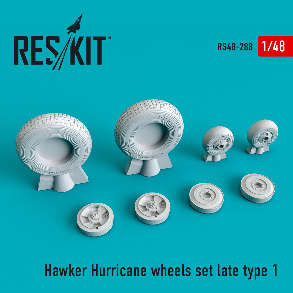 Hawker Hurricane wheels set late type 1 (designed to be used with Airfix, Arma Hobby, Hobby 2000, Hobby Boss, Italeri and Tamiya kits) (ResKit sold out January 2026 so no more after we sell out)