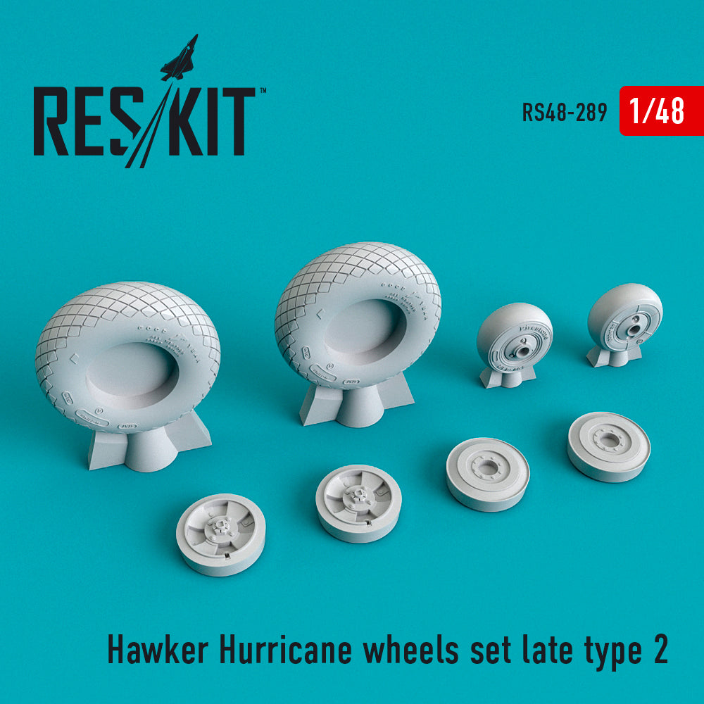 Hawker Hurricane wheels set late type 2 (designed to be used with Airfix, Arma Hobby, Hobby 2000, Hobby Boss, Italeri and Tamiya kits) (ResKit sold out February 2026)