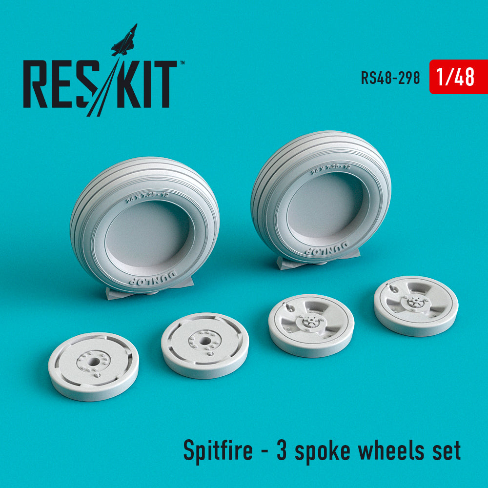 Supermarine Spitfire - 3 spoke wheels (designed be used with Airfix, Eduard kits, ICM and Tamiya kits) (ResKit sold out May 2026)