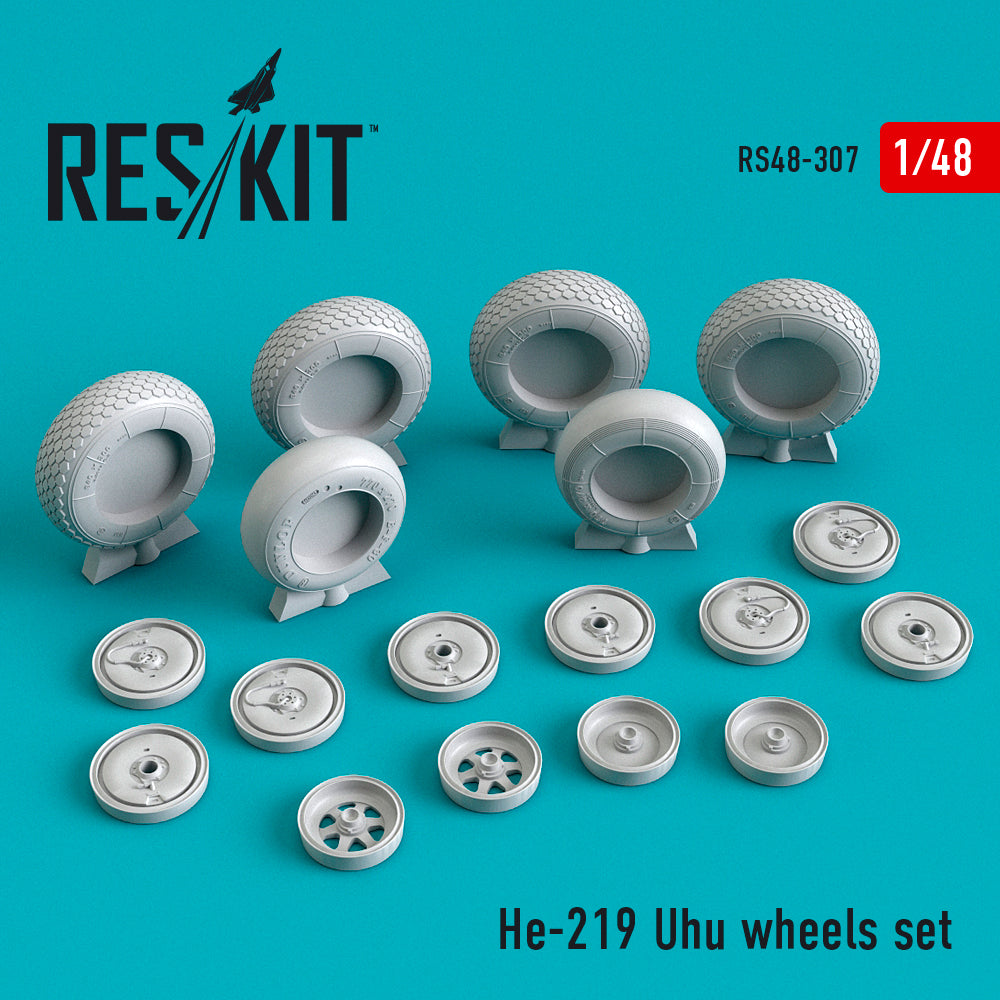 Heinkel He-219A-7 'UHU' wheels set (designed to be used with Tamiya kits) (ResKit sold out May 2026)