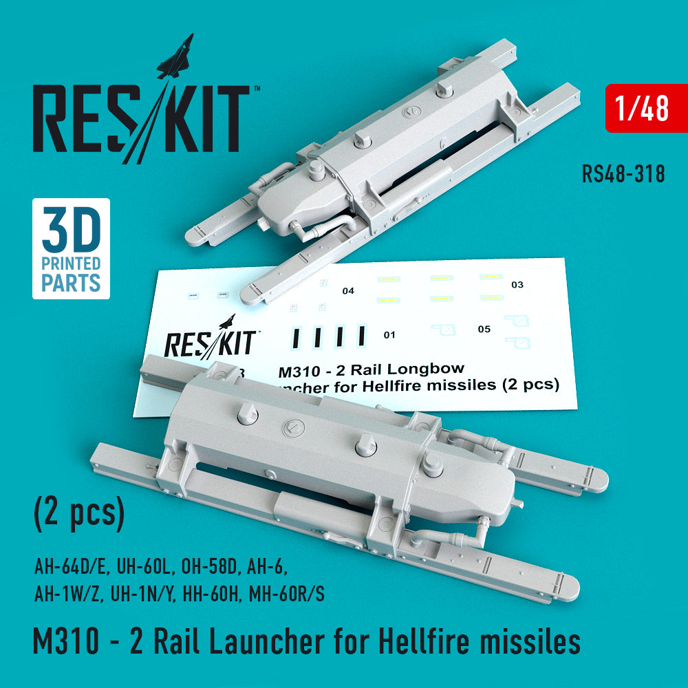 M310 - 2 Rail Launcher for Hellfire missiles (2 pcs) (Bell/Boeing AH-64D/E, Sikorsky UH-60L, OH-58D, AH-6, AH-1W/Z, Bell UH-1N/Y, HH-60H, MH-60R/S) (Reskit sold out October 2025]