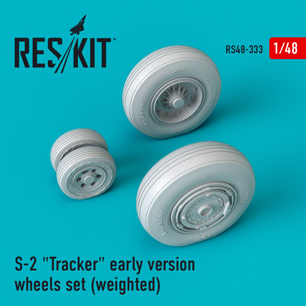 Grumman S-2 Tracker early version wheels set (bulged tyre/weighted effect) (designed to be used with Italeri, Kinetic Model and Wolfpack kits) (ResKit sold out February 2026)