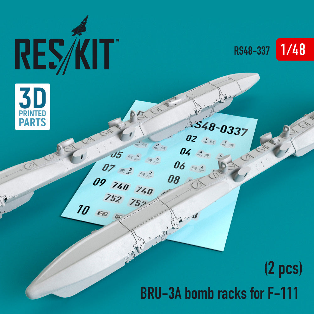 BRU-3A bomb racks for General-Dynamics F-111 (2 pcs) (3D-Printed) (designed to be used with Academy, Hobby Boss, Italeri and Minicraft kits)[F-111A F-111B F-111C EF-111 F-111E F-111F]