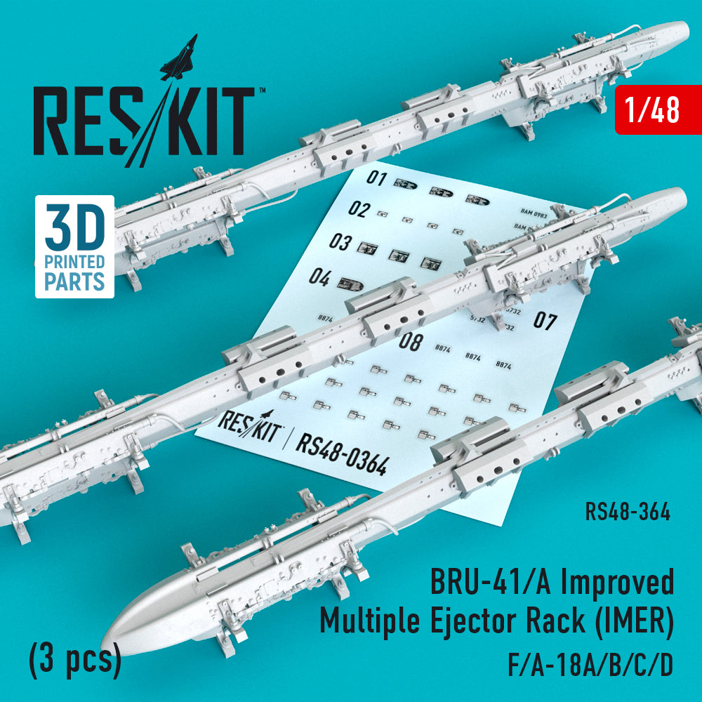 BRU-41/A Improved Multiple Ejector Rack (IMER) (3 pcs) Lockheed-Martin (F/A-18A/B/C/D, McDonnell-Douglas AV-8B) (designed to be used with Hasegawa, Monogram and Revell kits)